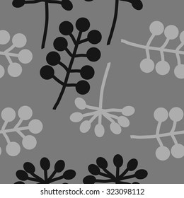 Seamless   pattern  with floral  motif , ellipses, branches. Hand drawn.
