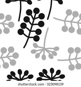 Seamless   pattern  with floral  motif , ellipses, branches. Hand drawn.