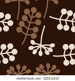 Seamless   pattern  with floral  motif , ellipses, branches. Hand drawn.
