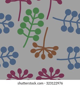 Seamless   pattern  with floral  motif , ellipses, branches. Hand drawn.