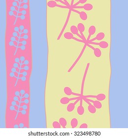 Seamless   pattern  with floral  motif , ellipses, branches, spots. Hand drawn.