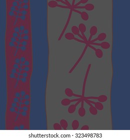 Seamless   pattern  with floral  motif , ellipses, branches, spots. Hand drawn.