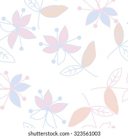 Seamless   pattern  with floral  motif , ellipses, branches, spots, flowers. Hand drawn.