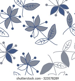 Seamless   pattern  with floral  motif , ellipses, branches, spots, flowers. Hand drawn.