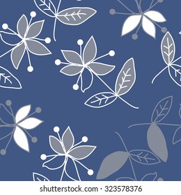 Seamless   pattern  with floral  motif , ellipses, branches, spots, flowers. Hand drawn.