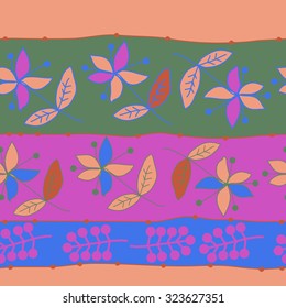 Seamless   pattern  with floral  motif , ellipses, branches, spots, flowers. Hand drawn.