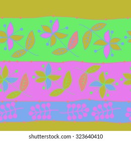 Seamless   pattern  with floral  motif , ellipses, branches, spots, flowers. Hand drawn.