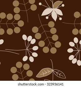 Seamless   pattern  with floral  motif , ellipses, branches, flowers, leaves. Hand drawn.