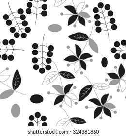 Seamless   pattern  with floral  motif , ellipses, branches, flowers, leaves. Hand drawn.