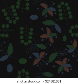 Seamless   pattern  with floral  motif , ellipses, branches, flowers, leaves. Hand drawn.