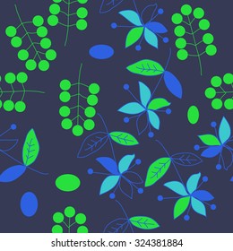 Seamless   pattern  with floral  motif , ellipses, branches, flowers, leaves. Hand drawn.