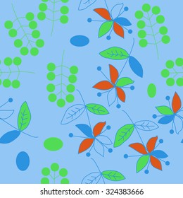 Seamless   pattern  with floral  motif , ellipses, branches, flowers, leaves. Hand drawn.