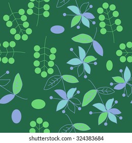 Seamless   pattern  with floral  motif , ellipses, branches, flowers, leaves. Hand drawn.