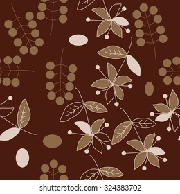 Seamless   pattern  with floral  motif , ellipses, branches, flowers, leaves. Hand drawn.