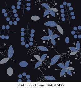 Seamless   pattern  with floral  motif , ellipses, branches, flowers, leaves. Hand drawn.