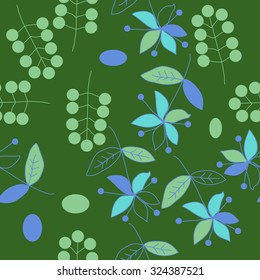 Seamless   pattern  with floral  motif , ellipses, branches, flowers, leaves. Hand drawn.