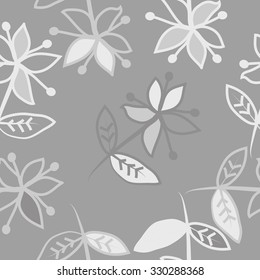Seamless   pattern  with floral  motif , ellipses, branches,  leaves,flowers. Hand drawn.