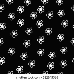 Seamless   pattern of floral motif, ellipses,flowers, doodles. Hand drawn.