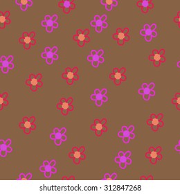 Seamless   pattern of floral motif, ellipses,flowers, doodles. Hand drawn. 