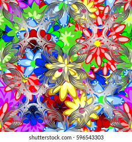 Seamless pattern with floral motif. Seamless floral pattern with flowers, watercolor. Vector flower illustration.