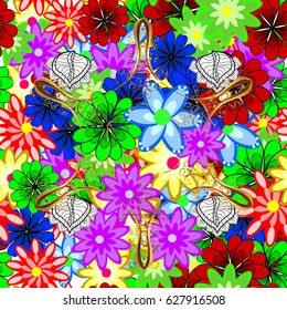 Seamless pattern with floral motif. Seamless floral pattern with flowers, watercolor. Vector flower illustration.
