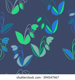 Seamless pattern of floral motif, leaf, branch, bud, spring  flower. Hand drawn.