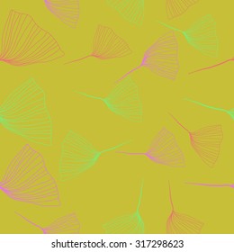 Seamless   pattern of floral motif, leaves, stripes, doodles. Hand drawn, autumn theme.