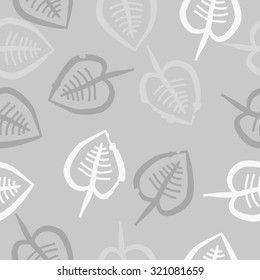 Seamless pattern of floral motif with leaves. Stripes,hole, Hand drawn.
