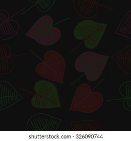 Seamless   pattern  of  floral motif,  leaves, stripes, spots. Hand drawn, delicate.