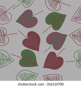 Seamless   pattern  of  floral motif,  leaves, stripes, spots. Hand drawn, delicate.