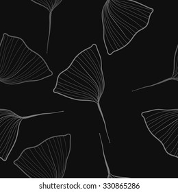 Seamless   pattern of floral motif, leaves, stripes, doodles. Hand drawn, autumn theme.