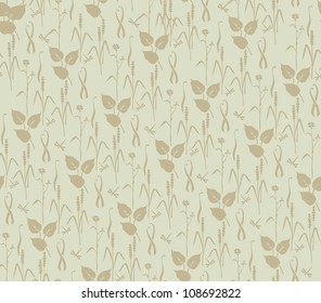 seamless pattern with floral motif on pastel background in retro style