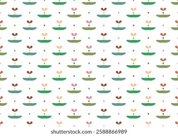 seamless pattern with floral motif on a white background. Simple naive background with cheerful spring vibe for textile, linen, kids clothes, kitchen print
