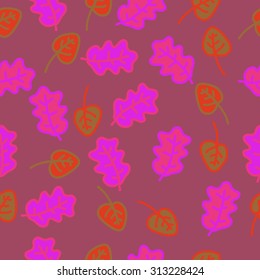 Seamless   pattern of floral motif, spots, leaves,branches, doodles. Hand drawn, autumn theme.