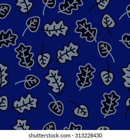 Seamless   pattern of floral motif, spots, leaves,branches, doodles. Hand drawn, autumn theme.