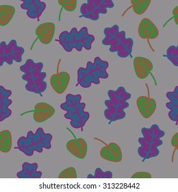 Seamless   pattern of floral motif, spots, leaves,branches, doodles. Hand drawn, autumn theme.