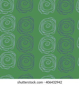 Seamless  pattern of floral motif, stylized rosy, leaves, spirals, doodles. Hand drawn.