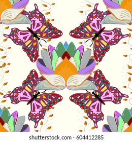 Seamless pattern with floral motif. Vector flower illustration.