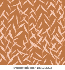 Seamless Pattern With A Floral Motif In A Warm Color Scheme. Decor For Fabric And Wallpaper.