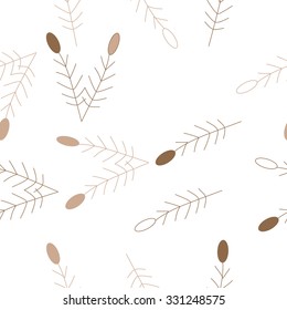 Seamless    pattern  of floral motif,branches, ellipses. Hand drawn.