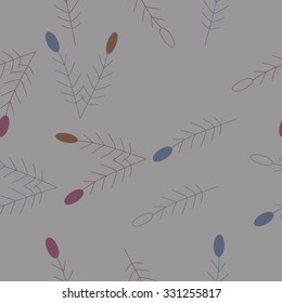 Seamless    pattern  of floral motif,branches, ellipses. Hand drawn.