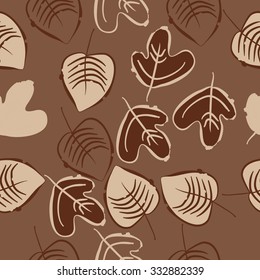 Seamless    pattern  of floral motif,leaves, spots, hole, autumn theme. Hand drawn.
