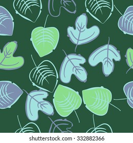 Seamless    pattern  of floral motif,leaves, spots, hole, autumn theme. Hand drawn.