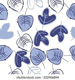 Seamless    pattern  of floral motif,leaves, spots, hole, autumn theme. Hand drawn.