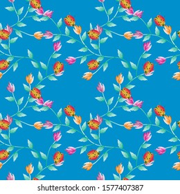 Seamless Pattern With Floral Motifs able to print for cloths, tablecloths, blanket, shirts, dresses, posters, papers.
