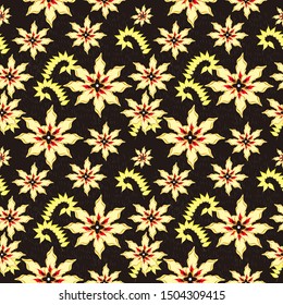 Seamless Pattern With Floral Motifs. Floral Background. Batik Seamless Pattern Design