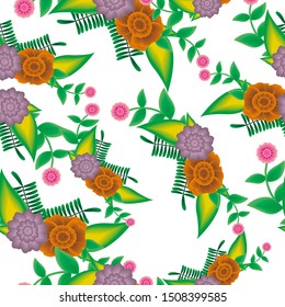 Seamless Pattern With Floral Motifs. Floral Background