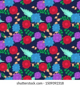 Seamless Pattern with Floral Motifs. Floral Background