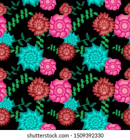 Seamless Pattern with Floral Motifs. Floral Background
