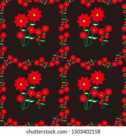 Seamless Pattern With Floral Motifs. Batik Seamless Pattern. Floral Background